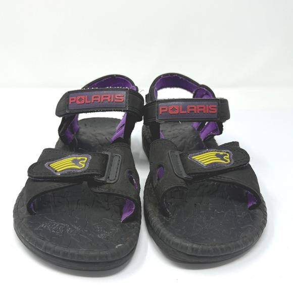 Polaris Hiking Sandals Mens 6 Black Purple Adjustable Strap Slides Summer Shoes - Picture 1 of 5